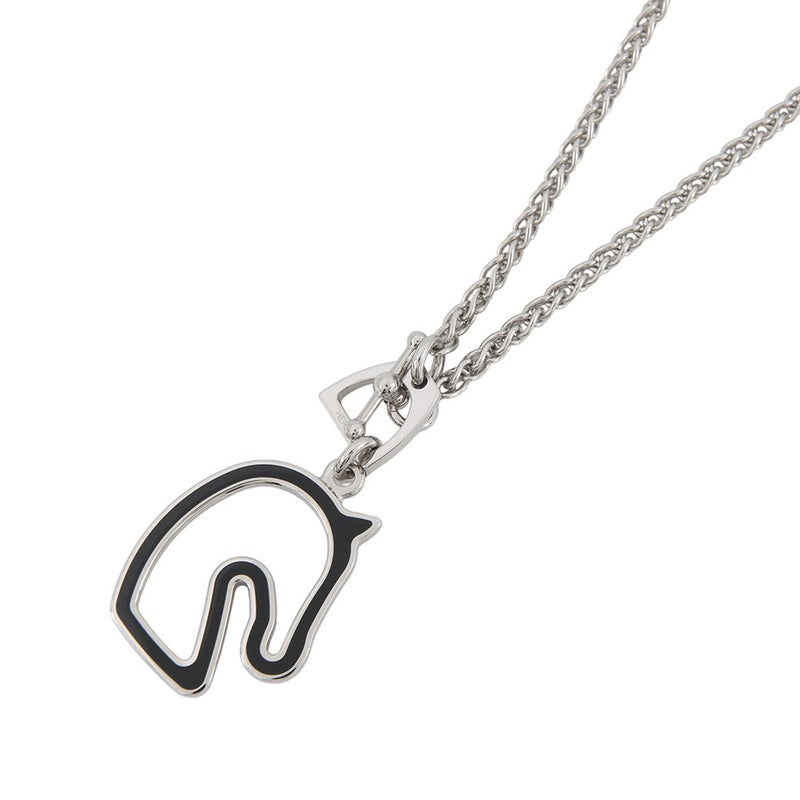 エルメス ネックレス トネール スモール ブラック/シルバー金具 HERMES アクセサリー 黒