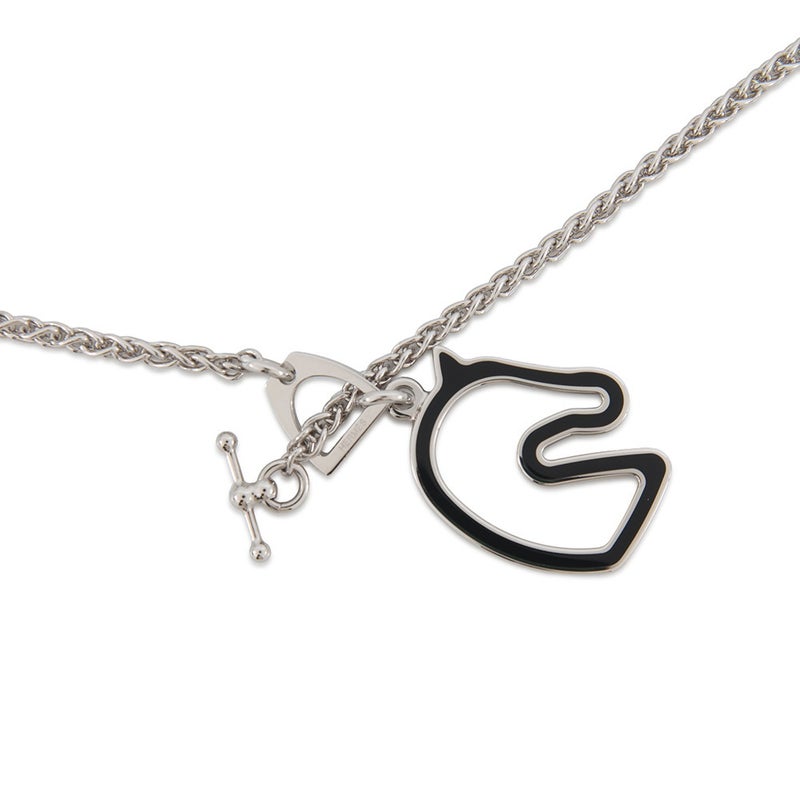 エルメス ネックレス トネール スモール ブラック/シルバー金具 HERMES アクセサリー 黒