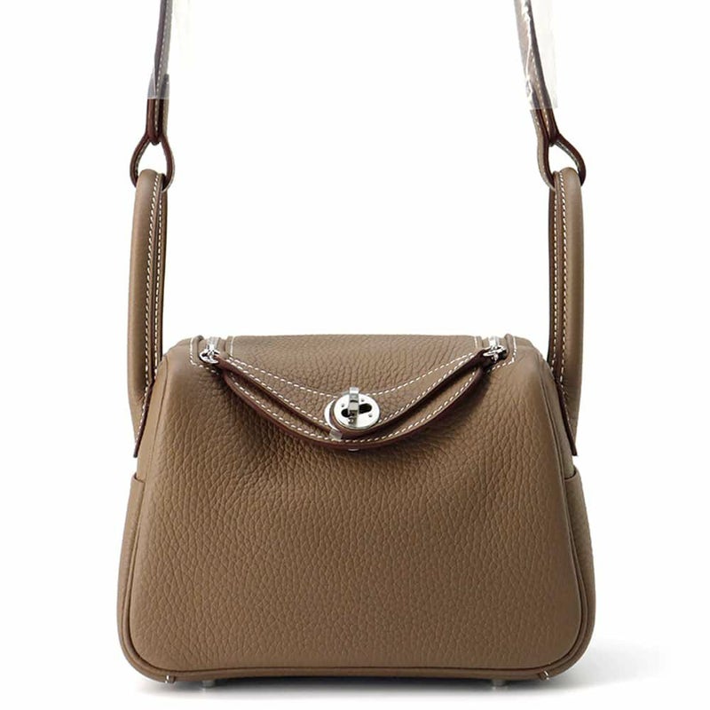 エルメス ハンドバッグ リンディ ミニ エトゥープ/シルバー金具 トリヨンクレマンス K刻印 2wayショルダー