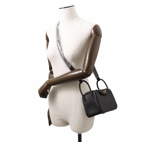 エルメス リンディ ミニ ブラック/ゴールド金具 トリヨンクレマンス W刻印 HERMES 2wayショルダー 黒