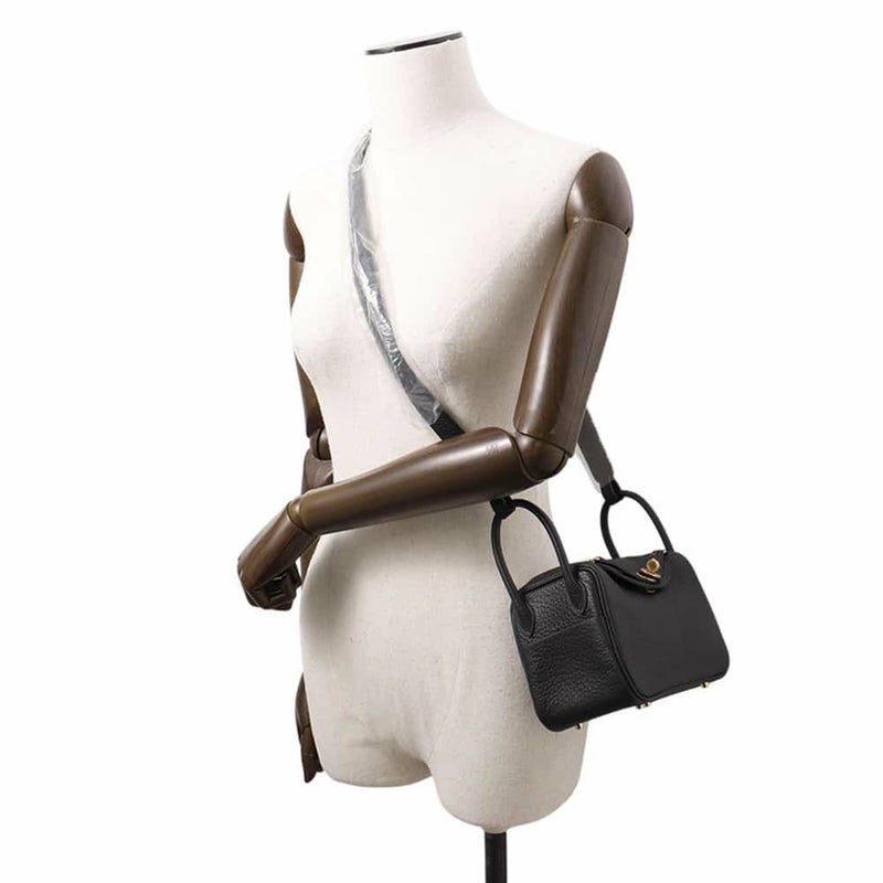 エルメス リンディ ミニ ブラック/ゴールド金具 トリヨンクレマンス W刻印 HERMES 2wayショルダー 黒