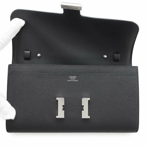 エルメス 長財布 コンスタンス トゥーゴー ロング ブラック/シルバー金具 エプソン K刻印 HERMES 黒