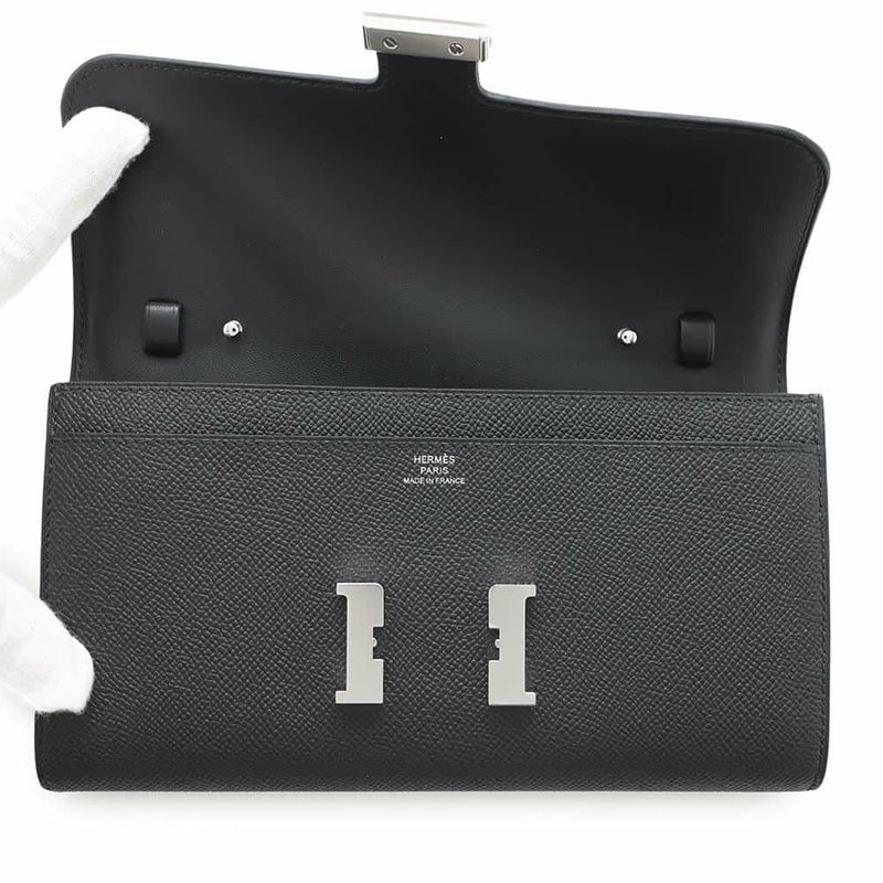 エルメス 長財布 コンスタンス トゥーゴー ロング ブラック/シルバー金具 エプソン K刻印 HERMES 黒