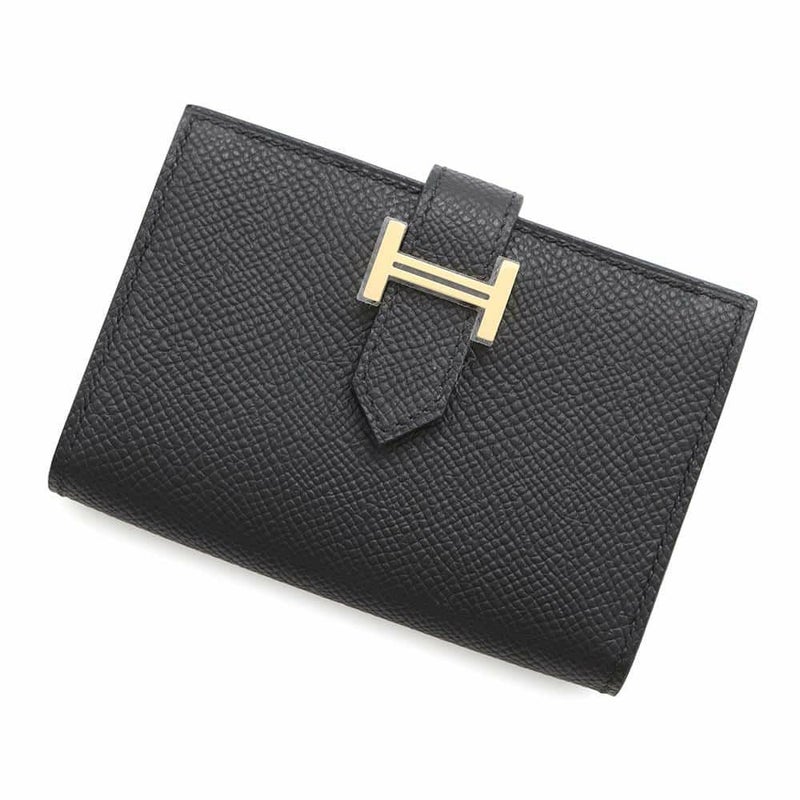 エルメス カードケース ベアン ミニ ブラック/ゴールド金具 エプソン W刻印 HERMES 名刺入れ 黒