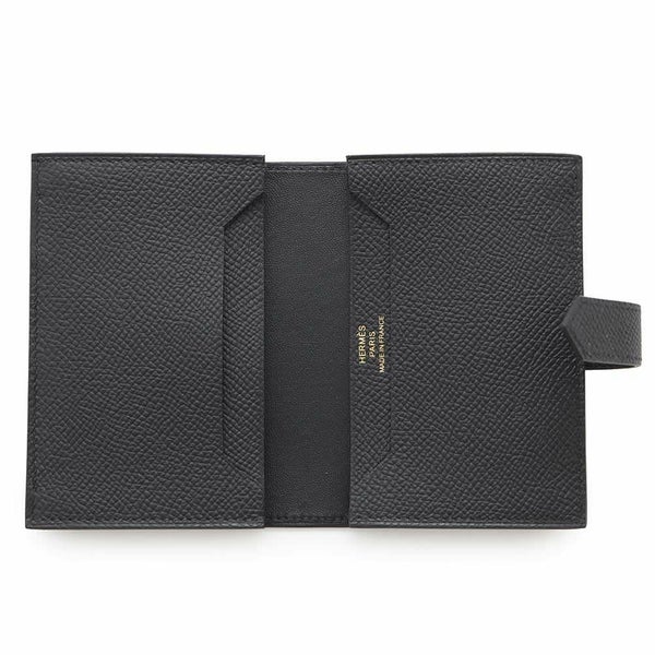 エルメス カードケース ベアン ミニ ブラック/ゴールド金具 エプソン W刻印 HERMES 名刺入れ 黒