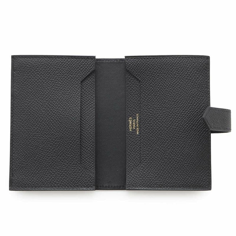 エルメス カードケース ベアン ミニ ブラック/ゴールド金具 エプソン W刻印 HERMES 名刺入れ 黒