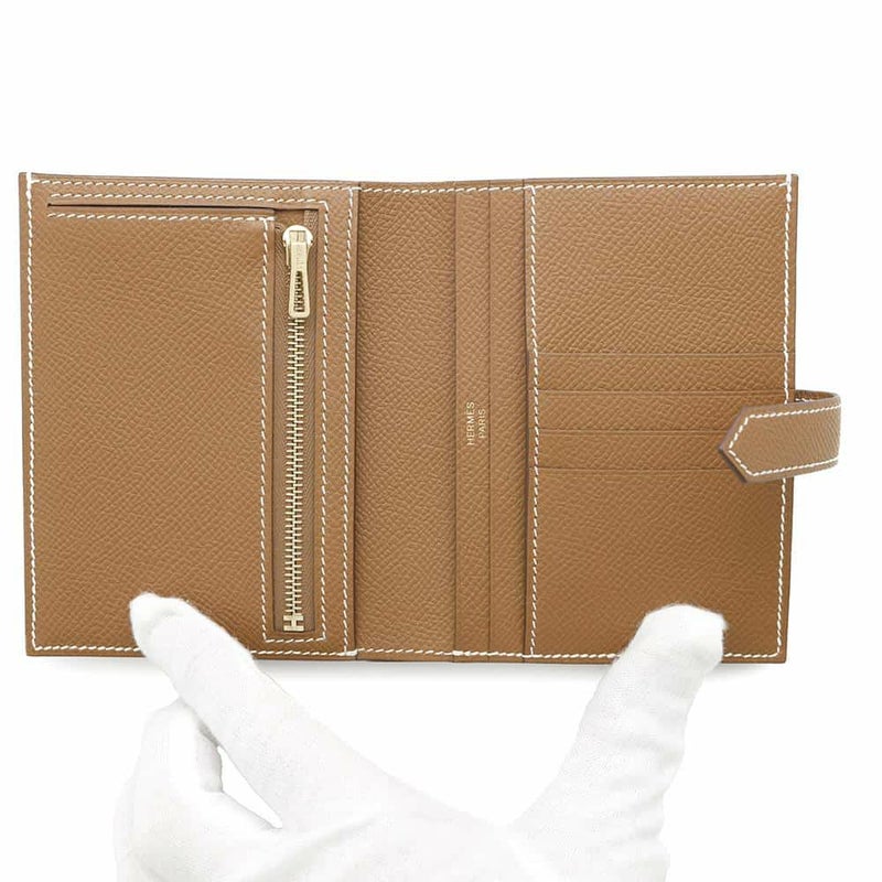 エルメス 二つ折り財布 ベアンコンパクト ゴールド/ゴールド金具 エプソン W刻印 HERMES 財布