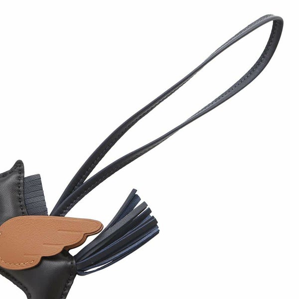 エルメス バッグチャーム ロデオPM ペガサス ブラック/ブルーニュイ/ゴールド ラムスキン W刻印 黒