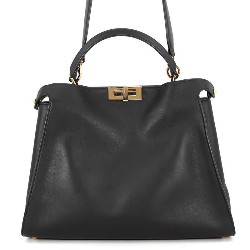 フェンディ ハンドバッグ ピーカブー エッセンシャリー レザー 8BN300 FENDI 2wayショルダーバッグ 黒