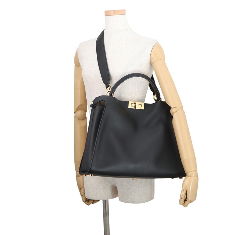 フェンディ ハンドバッグ ピーカブー エッセンシャリー レザー 8BN300 FENDI 2wayショルダーバッグ 黒