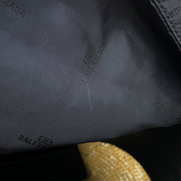 バレンシアガ ハンドバッグ ビーチバッグ ラフィア/レザー ミディアム BALENCIAGA バッグ かごバッグ 黒