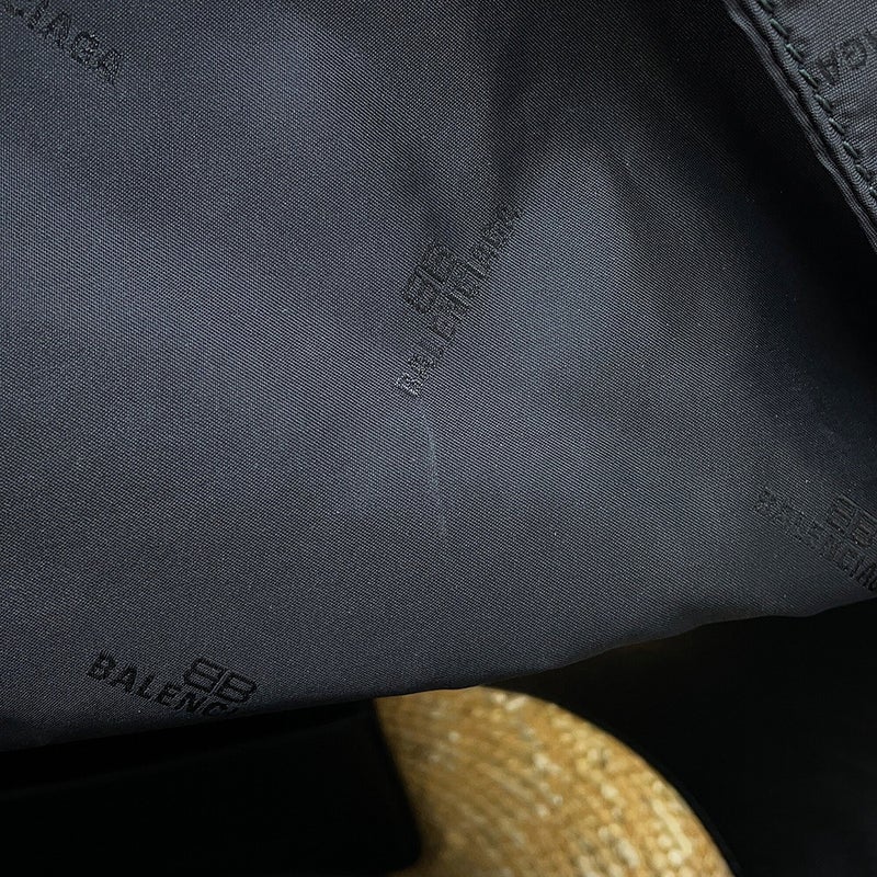 バレンシアガ ハンドバッグ ビーチバッグ ラフィア/レザー ミディアム BALENCIAGA バッグ かごバッグ 黒