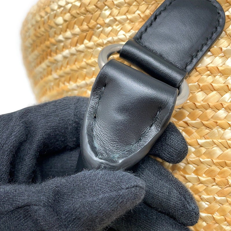 バレンシアガ ハンドバッグ ビーチバッグ ラフィア/レザー ミディアム BALENCIAGA バッグ かごバッグ 黒