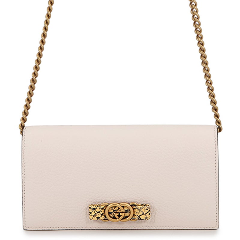 グッチ チェーンウォレット レザー/パイソン  インターロッキングG 746056 GUCCI 長財布