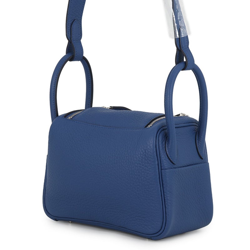 エルメス リンディ ミニ ブルータイ/シルバー金具 トリヨンクレマンス K刻印 HERMES 2way
