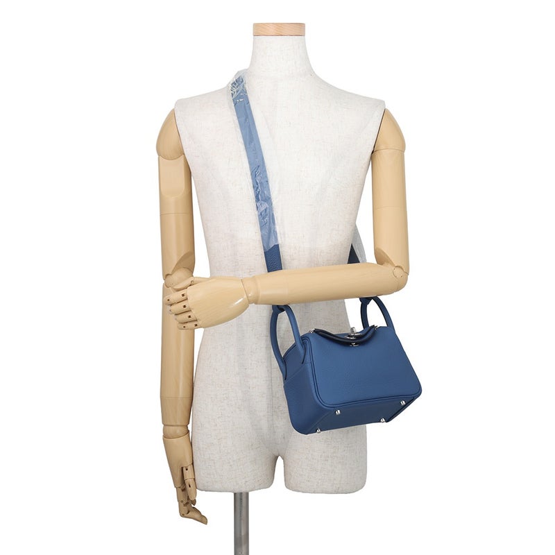 エルメス リンディ ミニ ブルータイ/シルバー金具 トリヨンクレマンス K刻印 HERMES 2way