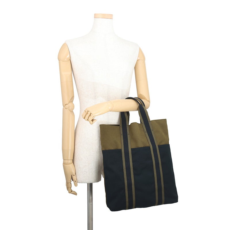 エルメス トートバッグ フールトゥ カバス グリーン/ブラック キャンバス HERMES BAG