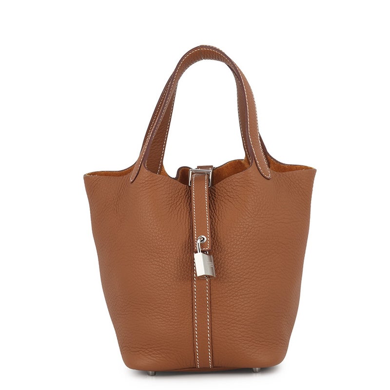 エルメス ハンドバッグ ピコタンロックPM ゴールド/シルバー金具 トリヨンクレマンス U刻印 HERMES
