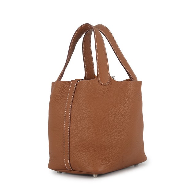 エルメス ハンドバッグ ピコタンロックPM ゴールド/シルバー金具 トリヨンクレマンス U刻印 HERMES
