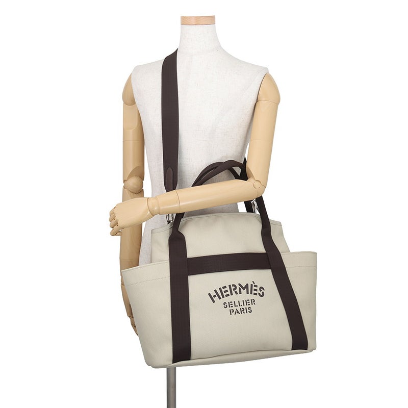 エルメス サックドパンサージュ グルーム ベージュ・サブール/フー/シルバー金具 トワルシェブロン/キャンバス K刻印