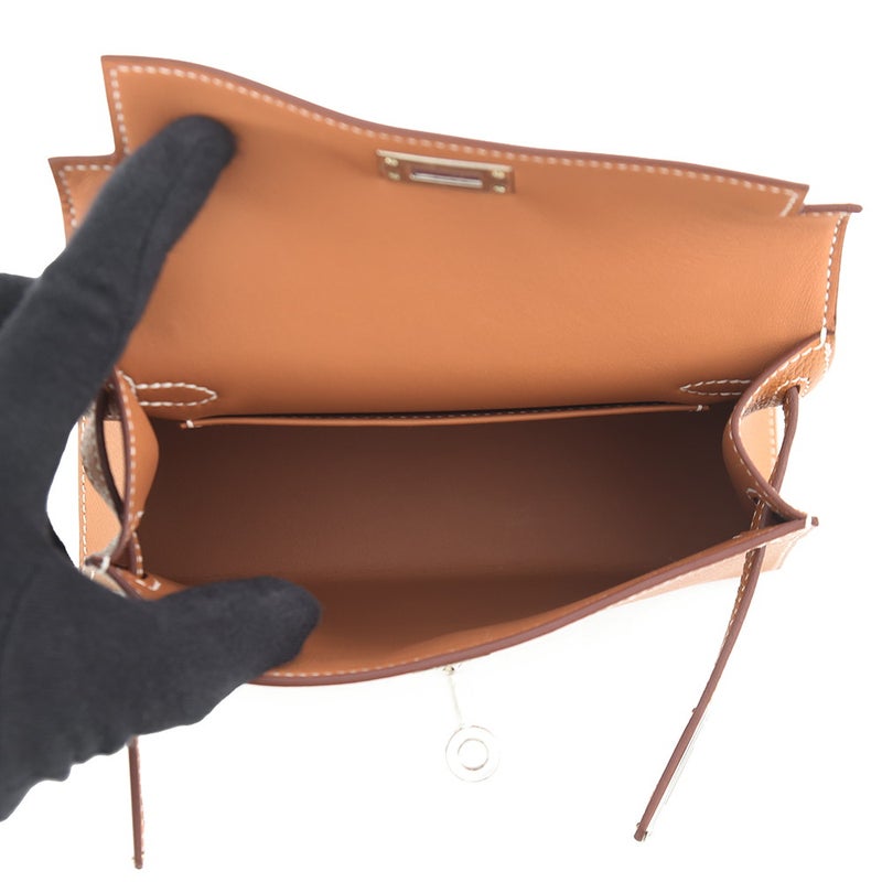 エルメス ハンドバッグ ミニケリー 外縫い ゴールド/シルバー金具 エプソン G刻印 ２wayショルダー