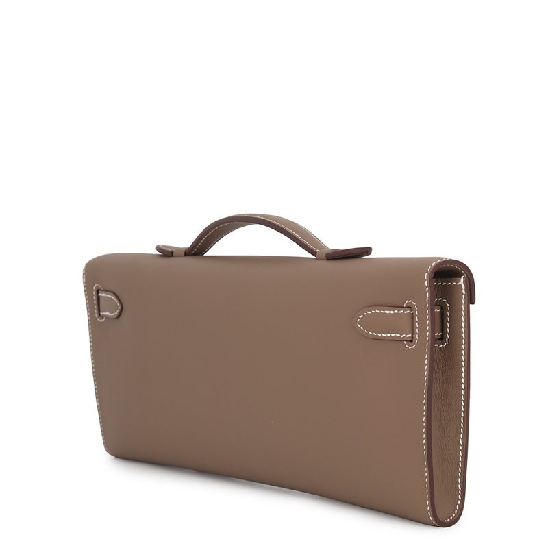 エルメス クラッチバッグ ケリーカット エトゥープ/シルバー金具 スイフト K刻印 HERMES Kelly Cut