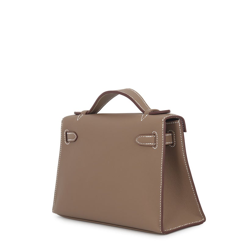 エルメス ハンドバッグ ポシェットケリー エトゥープ/シルバー金具 スイフト G刻印 HERMES バッグ