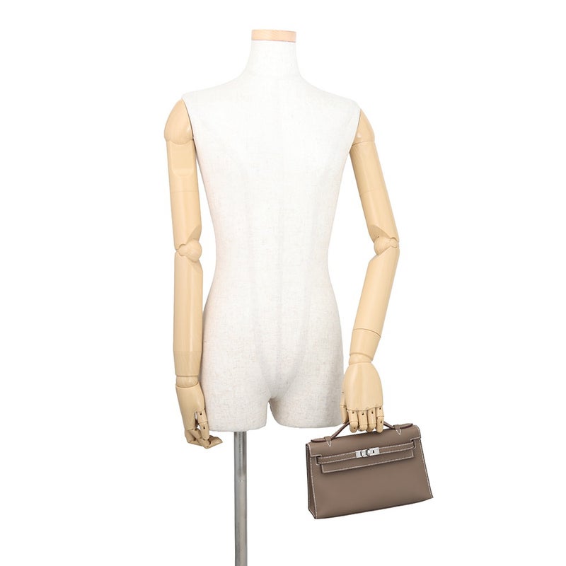 エルメス ハンドバッグ ポシェットケリー エトゥープ/シルバー金具 スイフト G刻印 HERMES バッグ