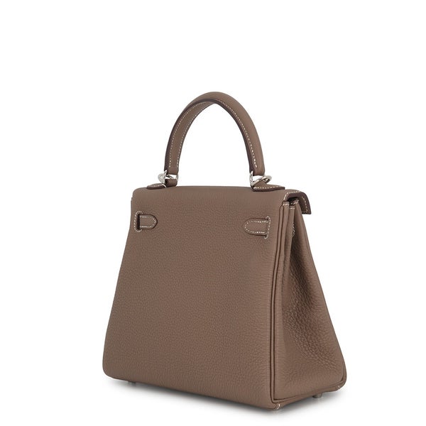 エルメス ハンドバッグ ケリー25 内縫い エトゥープ/シルバー金具 トゴ K刻印 HERMES Kelly 2wayバッグ