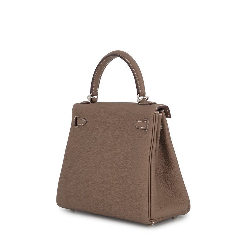 エルメス ハンドバッグ ケリー25 内縫い エトゥープ/シルバー金具 トゴ K刻印 HERMES Kelly 2wayバッグ