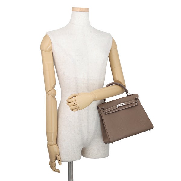 エルメス ハンドバッグ ケリー25 内縫い エトゥープ/シルバー金具 トゴ K刻印 HERMES Kelly 2wayバッグ