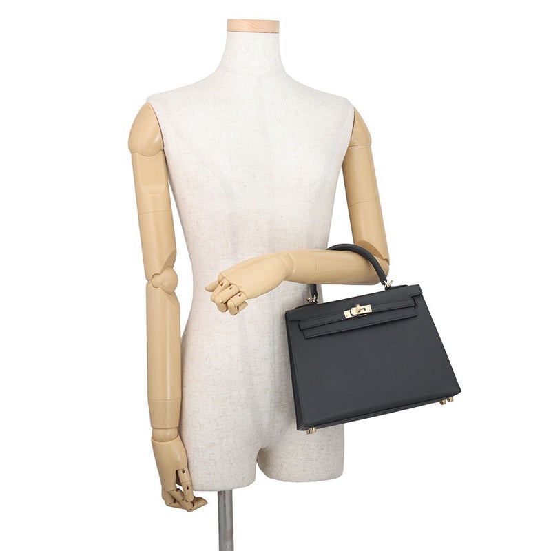 エルメス ハンドバッグ ケリー25 外縫い プロン/シャンパンゴールド金具 エプソン G刻印 HERMES Kelly 2wayバッグ