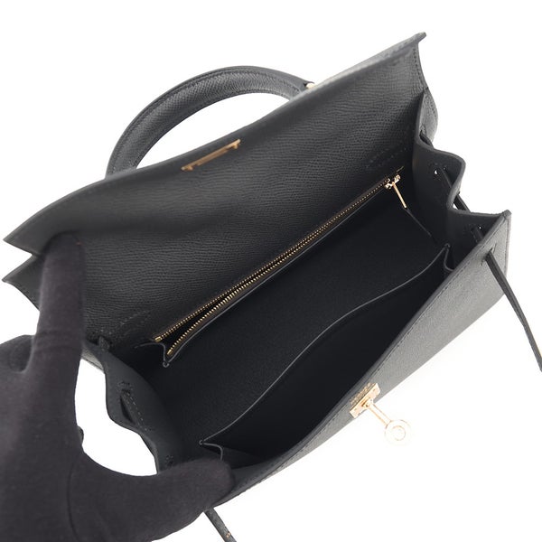 エルメス ハンドバッグ ケリー25 外縫い プロン/シャンパンゴールド金具 エプソン G刻印 HERMES Kelly 2wayバッグ