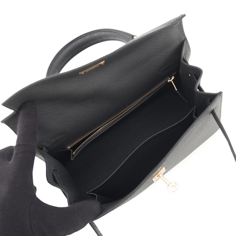 エルメス ハンドバッグ ケリー25 外縫い プロン/シャンパンゴールド金具 エプソン G刻印 HERMES Kelly 2wayバッグ