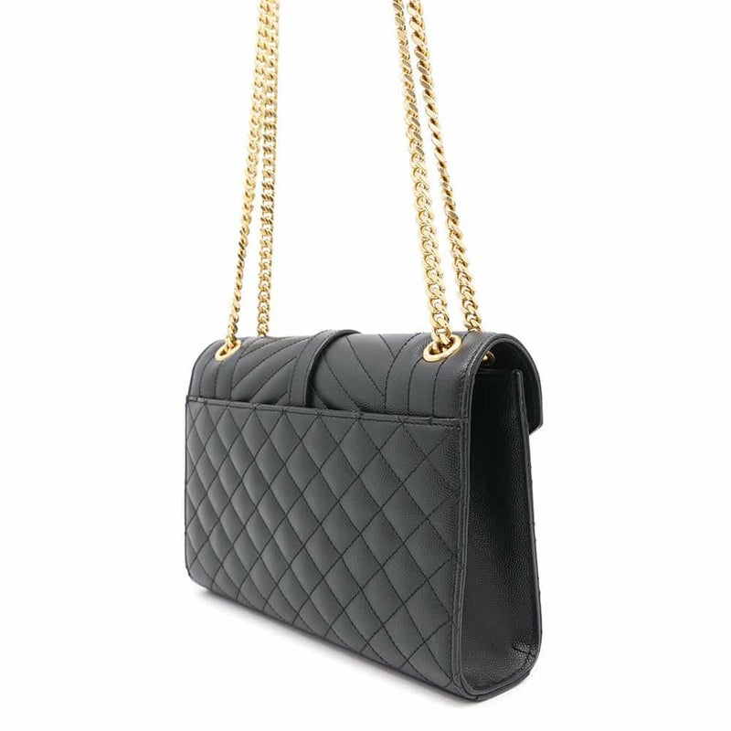 サンローランパリ チェーンショルダーバッグ エンヴェロップ ミディアム カーフレザー 600185 2way 黒