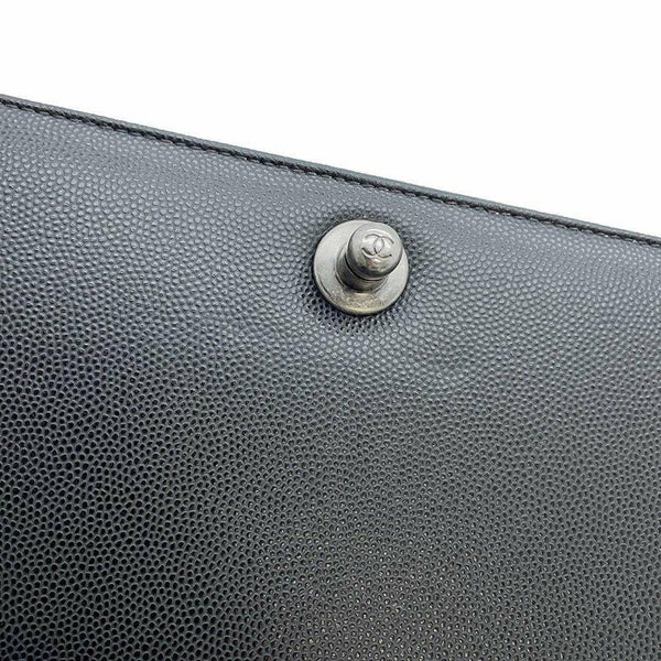 シャネル チェーンショルダーバッグ ボーイシャネル マトラッセ キャビアスキン A67086 CHANEL 黒