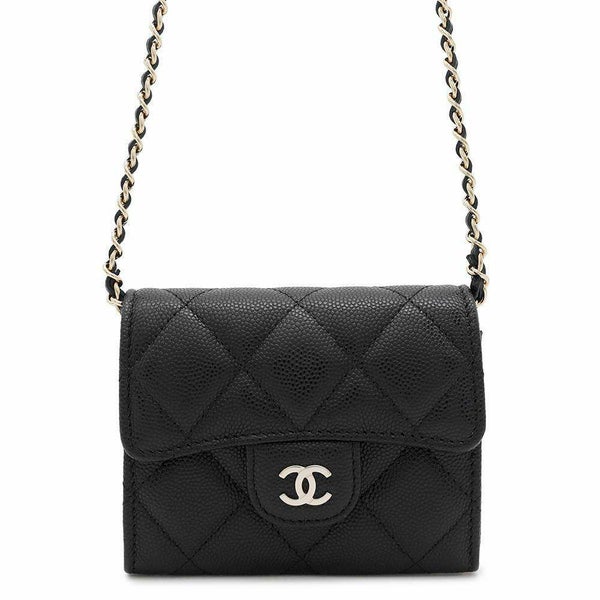 シャネル チェーンウォレット マトラッセ ココマーク ミニ ソフトキャビアスキン ブラック AP0238 CHANEL 財布 黒