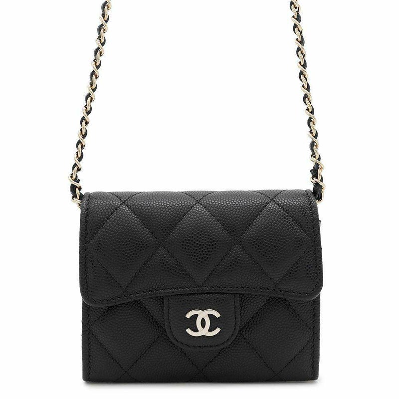 シャネル チェーンウォレット マトラッセ ココマーク ミニ ソフトキャビアスキン ブラック AP0238 CHANEL 財布 黒