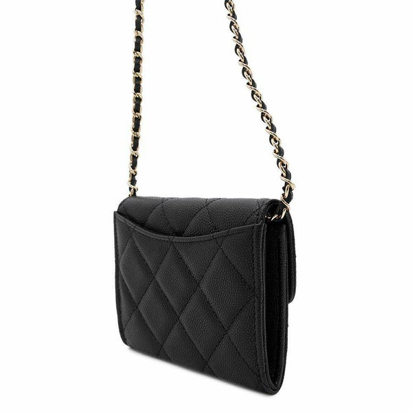 シャネル チェーンウォレット マトラッセ ココマーク ミニ ソフトキャビアスキン ブラック AP0238 CHANEL 財布 黒
