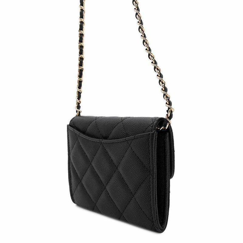 シャネル チェーンウォレット マトラッセ ココマーク ミニ ソフトキャビアスキン ブラック AP0238 CHANEL 財布 黒