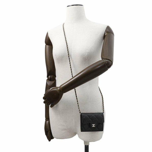 シャネル チェーンウォレット マトラッセ ココマーク ミニ ソフトキャビアスキン ブラック AP0238 CHANEL 財布 黒