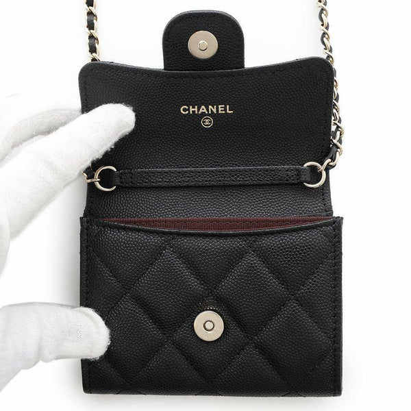 シャネル チェーンウォレット マトラッセ ココマーク ミニ ソフトキャビアスキン ブラック AP0238 CHANEL 財布 黒
