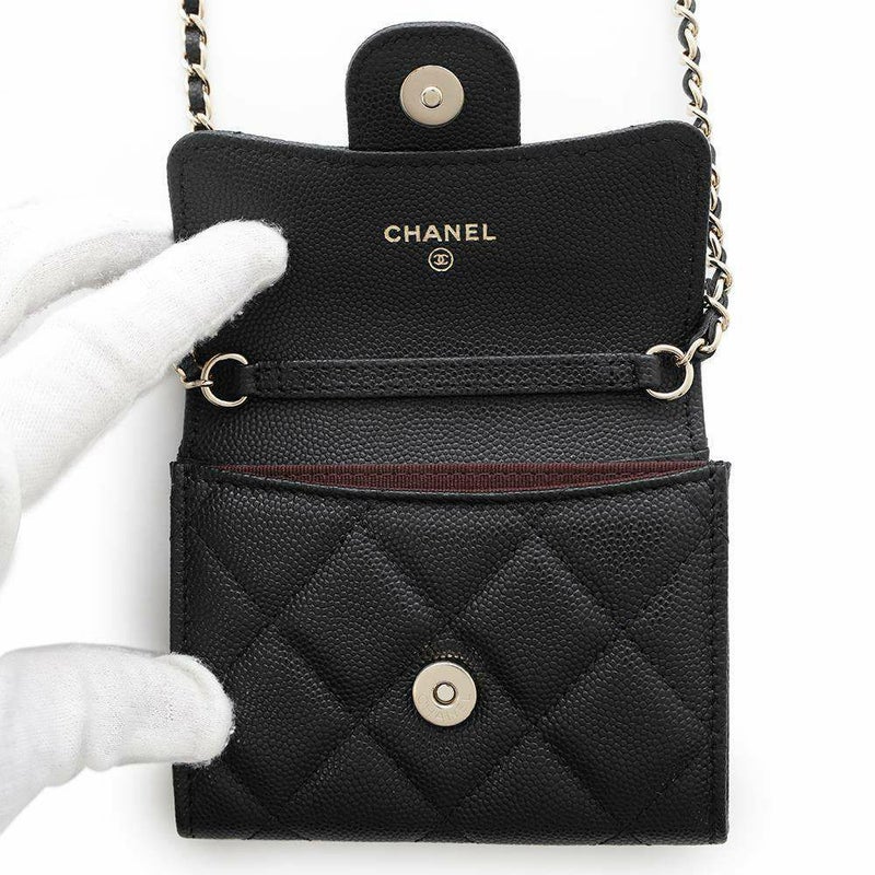 シャネル チェーンウォレット マトラッセ ココマーク ミニ ソフトキャビアスキン ブラック AP0238 CHANEL 財布 黒