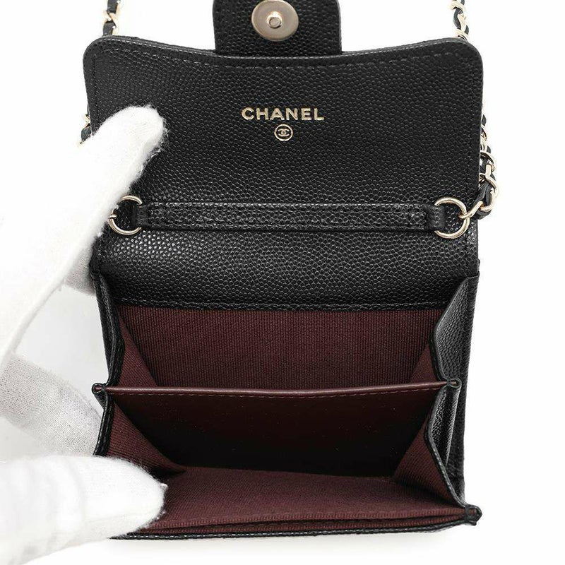 シャネル チェーンウォレット マトラッセ ココマーク ミニ ソフトキャビアスキン ブラック AP0238 CHANEL 財布 黒