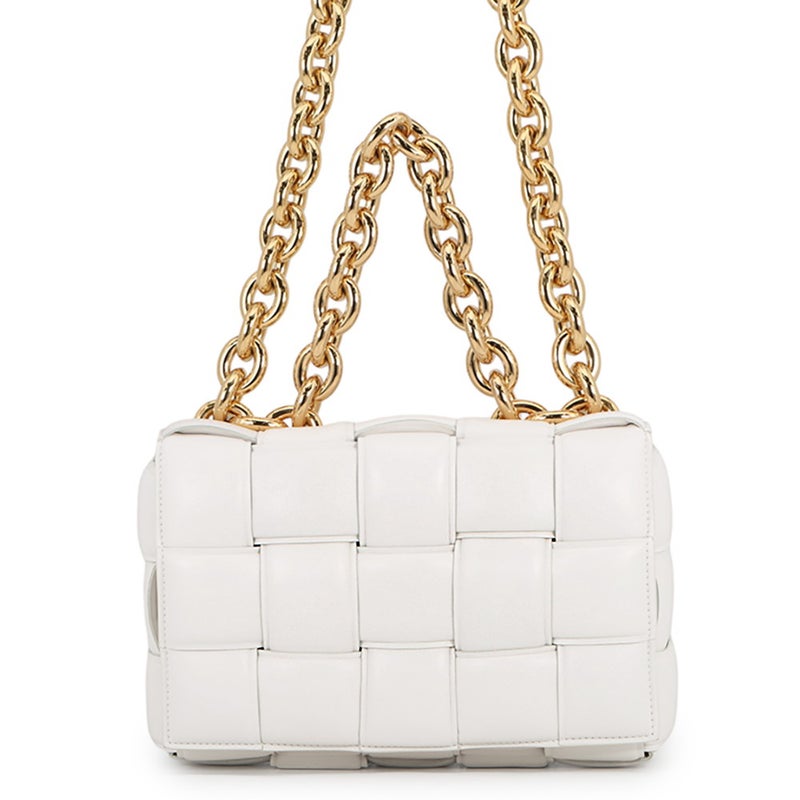 ボッテガヴェネタ チェーンショルダーバッグ カセット レザー 631421 BOTTEGA VENETA バッグ 白