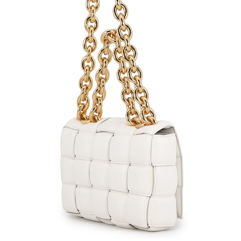 ボッテガヴェネタ チェーンショルダーバッグ カセット レザー 631421 BOTTEGA VENETA バッグ 白