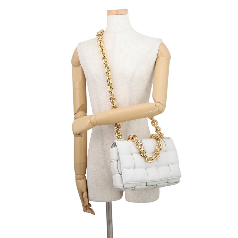 ボッテガヴェネタ チェーンショルダーバッグ カセット レザー 631421 BOTTEGA VENETA バッグ 白