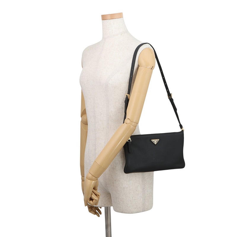 プラダ ショルダーバッグ トライアングルロゴ レザー 1BC238 PRADA バッグ 黒