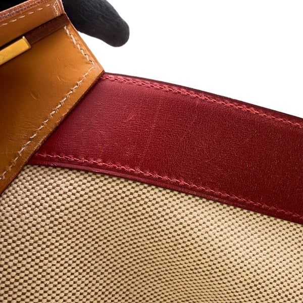 エルメス ハンドバッグ ヒマラヤ ナチュラル/ルージュヴィフ/ネイビー/ゴールド金具 トワルアッシュ/ボックスカーフ □A刻印