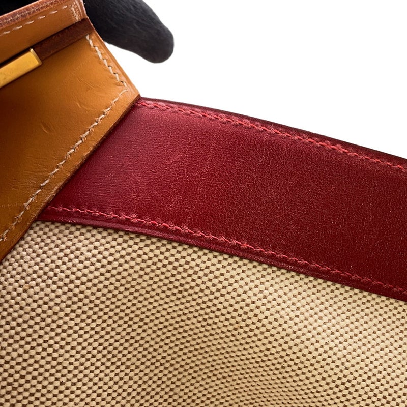 エルメス ハンドバッグ ヒマラヤ ナチュラル/ルージュヴィフ/ネイビー/ゴールド金具 トワルアッシュ/ボックスカーフ □A刻印
